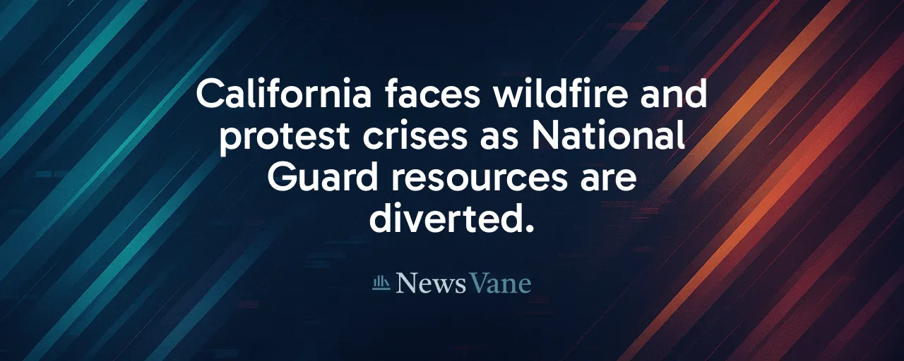 California faces wildfire and protest crises as National Guard resources are diverted.