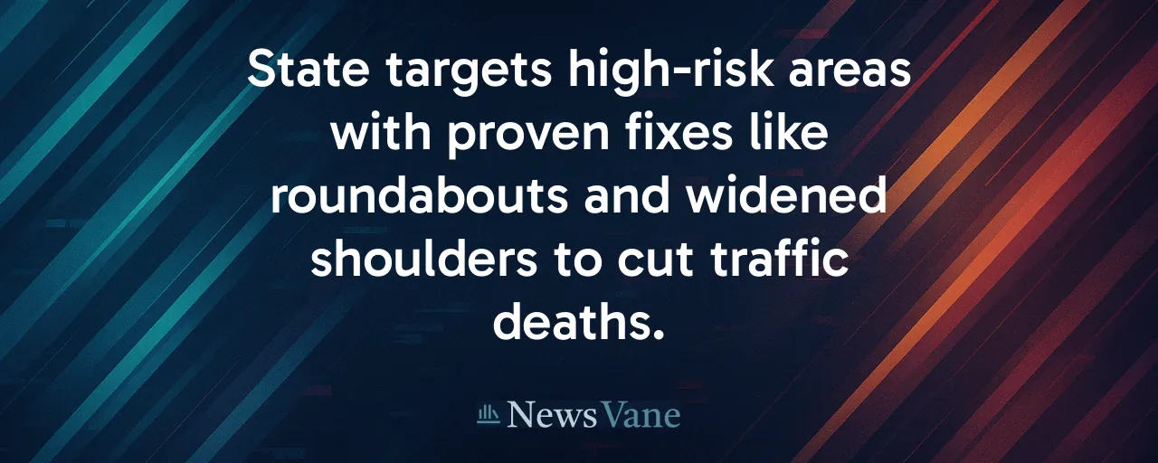 State targets high-risk areas with proven fixes like roundabouts and widened shoulders to cut traffic deaths.