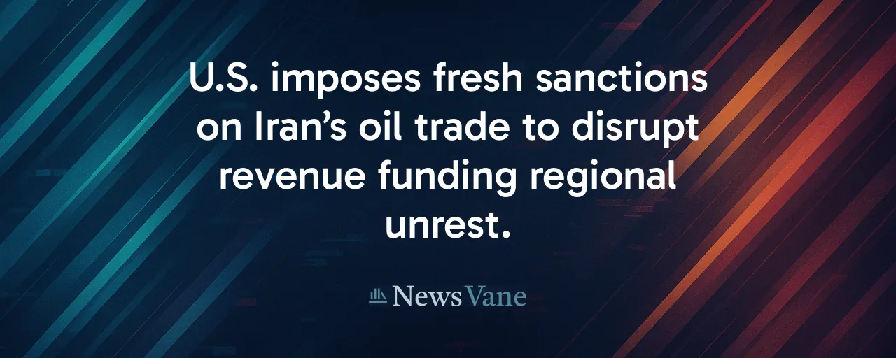 U.S. imposes fresh sanctions on Iran’s oil trade to disrupt revenue funding regional unrest.
